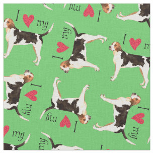 Tissu J'aime mon fox-hound anglais