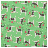 Tissu J'aime mon fox-hound anglais (Échantillon)