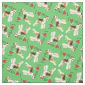 Tissu J'aime mon Fox Terrier de fil (Échantillon)
