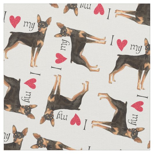 Tissu J'aime mon inscher miniature (Fermer)