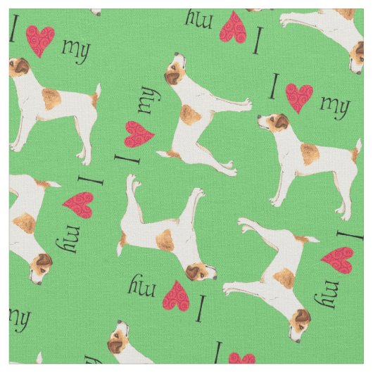 Tissu J'aime mon Jack Russell Terrier (Fermer)