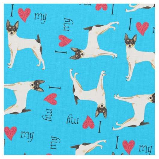 Tissu J'aime mon jouet Fox Terrier (Fermer)