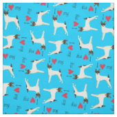 Tissu J'aime mon jouet Fox Terrier (Échantillon)