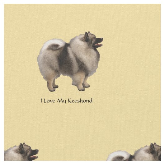 Tissu J'aime mon Keeshond (Fermer)
