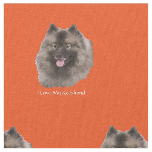 Tissu J'aime mon Keeshond (Fermer)