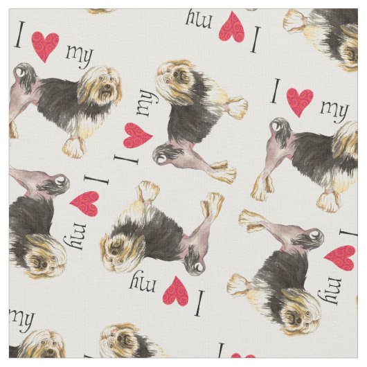 Tissu J'aime mon Lowchen (Fermer)