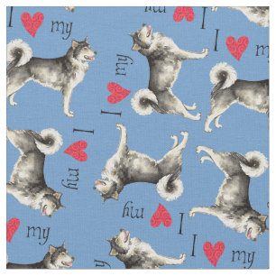 Tissu J'aime mon malemute
