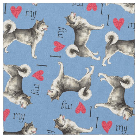 Tissu J'aime mon malemute (Fermer)