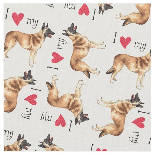 Tissu J'aime mon Malinois belge (Fermer)