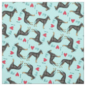Tissu J'aime mon Manchester Terrier (Échantillon)
