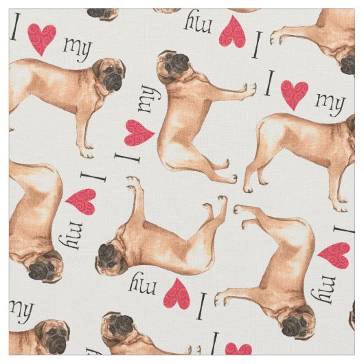Tissu J'aime mon mastiff (Fermer)