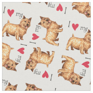 Tissu J'aime mon Norwich Terrier