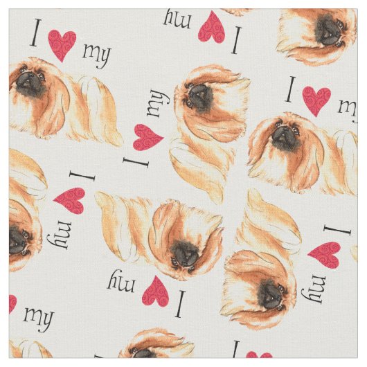 Tissu J'aime mon Pekingese (Fermer)