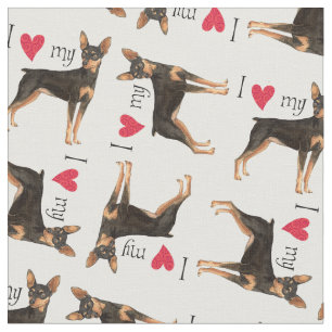 Tissu J'aime mon Pinscher miniature