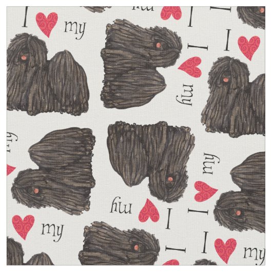 Tissu J'aime mon Puli (Fermer)