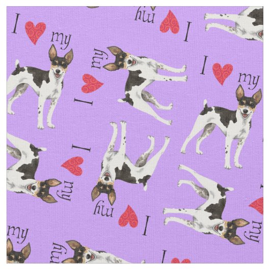 Tissu J'aime mon Rat Terrier (Fermer)