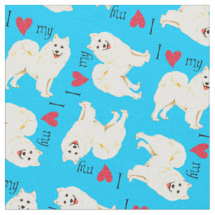 Tissu J'aime mon Samoyed