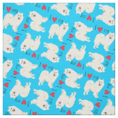 Tissu J'aime mon Samoyed (Échantillon)