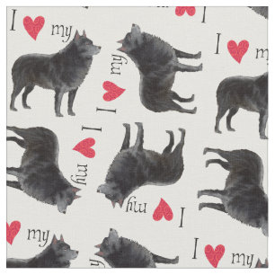 Tissu J'aime mon Schipperke