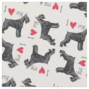 Tissu J'aime mon Schnauzer géant
