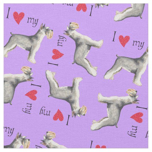 Tissu J'aime mon Schnauzer miniature (Fermer)