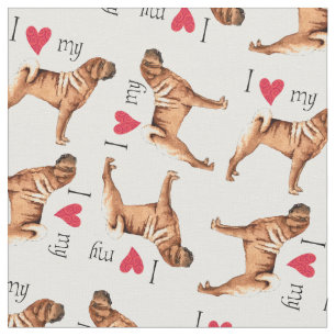 Tissu J'aime mon Shar-Pei chinois