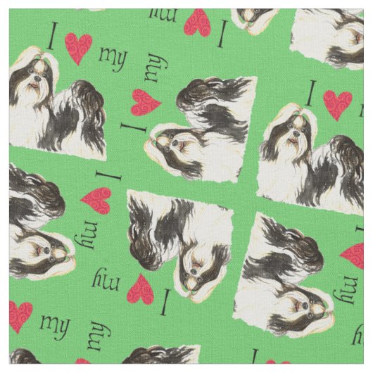 Tissu J'aime mon Shih Tzu (Fermer)