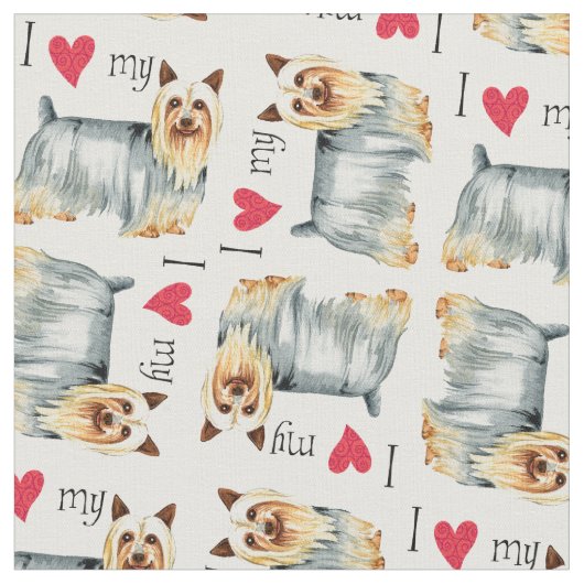 Tissu J'aime mon Silky Terrier (Fermer)
