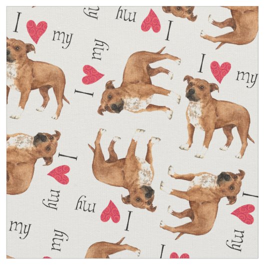 Tissu J'aime mon Stafford (Fermer)