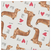 Tissu J'aime mon teckel (Fermer)