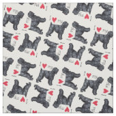 Tissu J'aime mon Terrier russe noir (Échantillon)