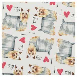 Tissu J'aime mon Terrier soyeux