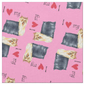 Tissu J'aime mon Yorkie (Fermer)