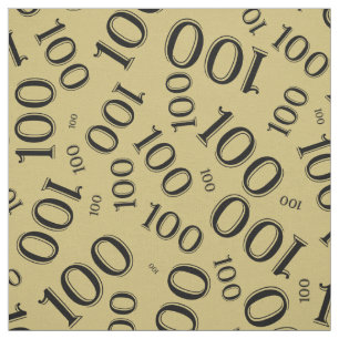 Tissu Jalon 100 Numéro Motif Noir/Or