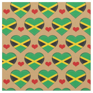 Tissu Jamaica Flag & Red Heart fashion Fabric / reggae