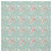 Tissu Japonais, fleurs de cerisier, sarcelle d'hiver, (Échantillon)
