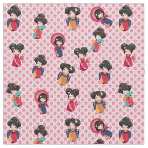 Tissu Japonaises en Kimonos sur Pink Sakura