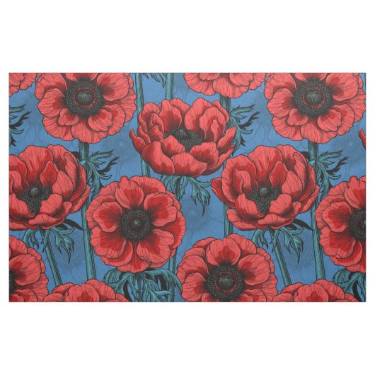 Tissu Jardin de l'anémone rouge (Fat Quarter)