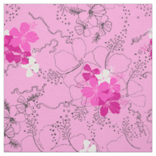 Tissu Jardin de minuit Hibiscus hawaïen Floral