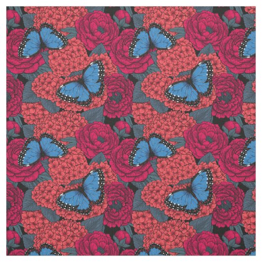 Tissu Jardin de morpho bleu (Échantillon)