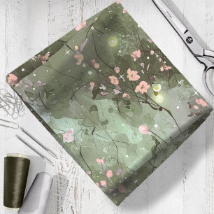 Tissu Jardin enchanté rose et vert floral ID1163