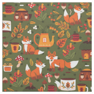 Tissu jardin féerique de cottagecore renard champignon t