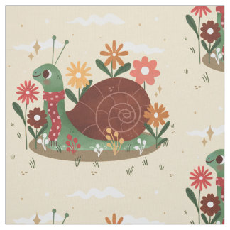 Tissu jardin floral de campagne escargot