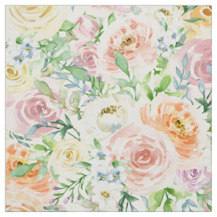 Tissu Jardin Romantique Pastel