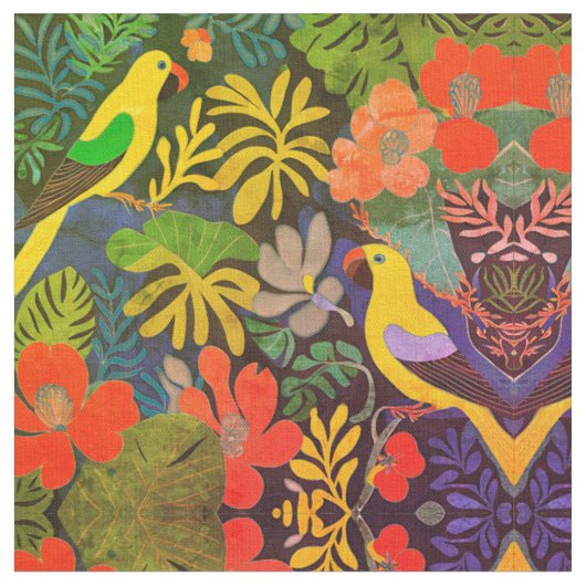 Tissu Jardin tropical Expressionnisme moderne Oeuvre d'a (Fermer)