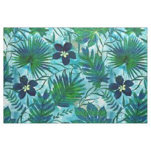 Tissu Jardin tropical hawaïen Teal de Nalani