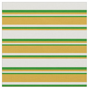 Tissu Jaune clair, verge d'or et Motif vert