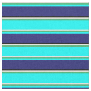 Tissu Jaune clair, Vert mer, Cyan, Bleu & Noir