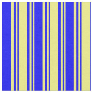Tissu Jaune et Bleu Couleur Linge/Motif rayé
