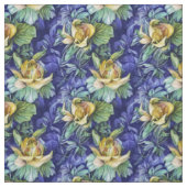 Tissu Jaune et bleu floral (Échantillon)